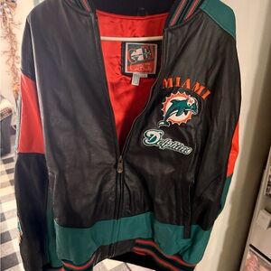 NFL Miami Dolphins Black and Teal Bomber Jacket